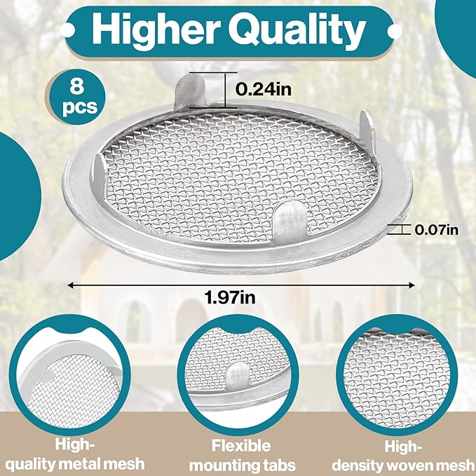8-Pack 2" Circular Vent Covers, Steel Mesh Screen, Circular Screen - Image 2