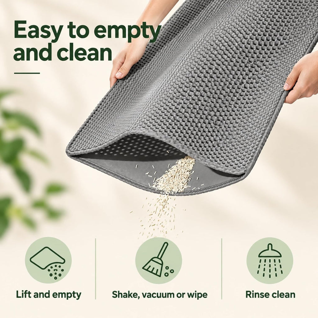 Paw Ballet Cat Litter Mat, Double-Layer Honeycomb, 35.5 x 23.5 in, Grey