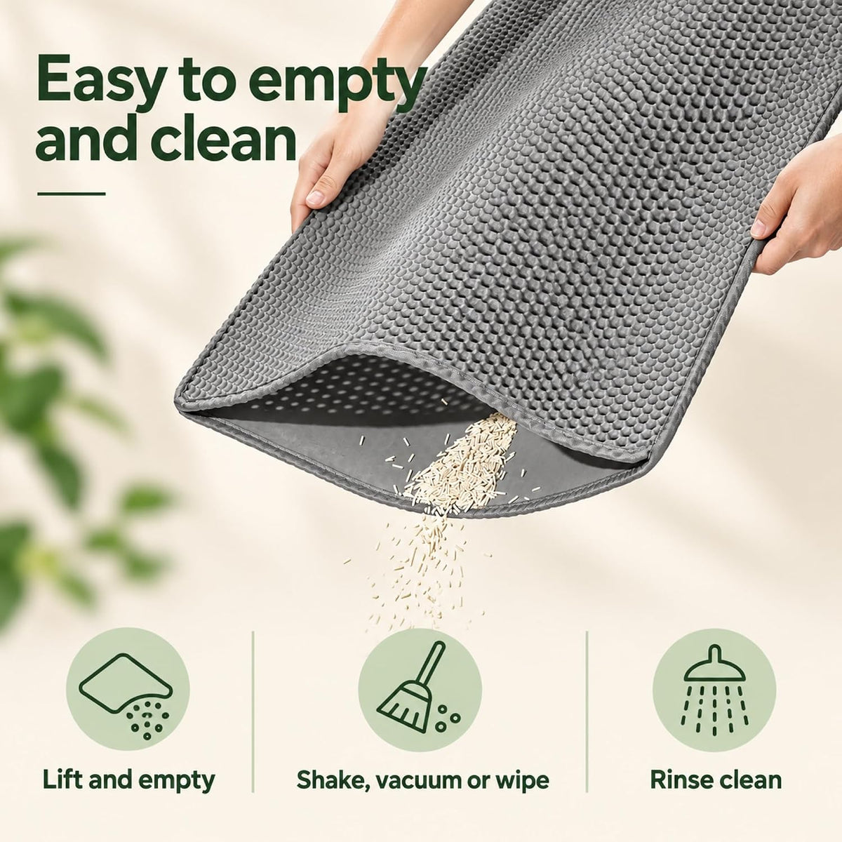 Paw Ballet Cat Litter Mat, Double-Layer Honeycomb, 35.5 x 23.5 in, Grey