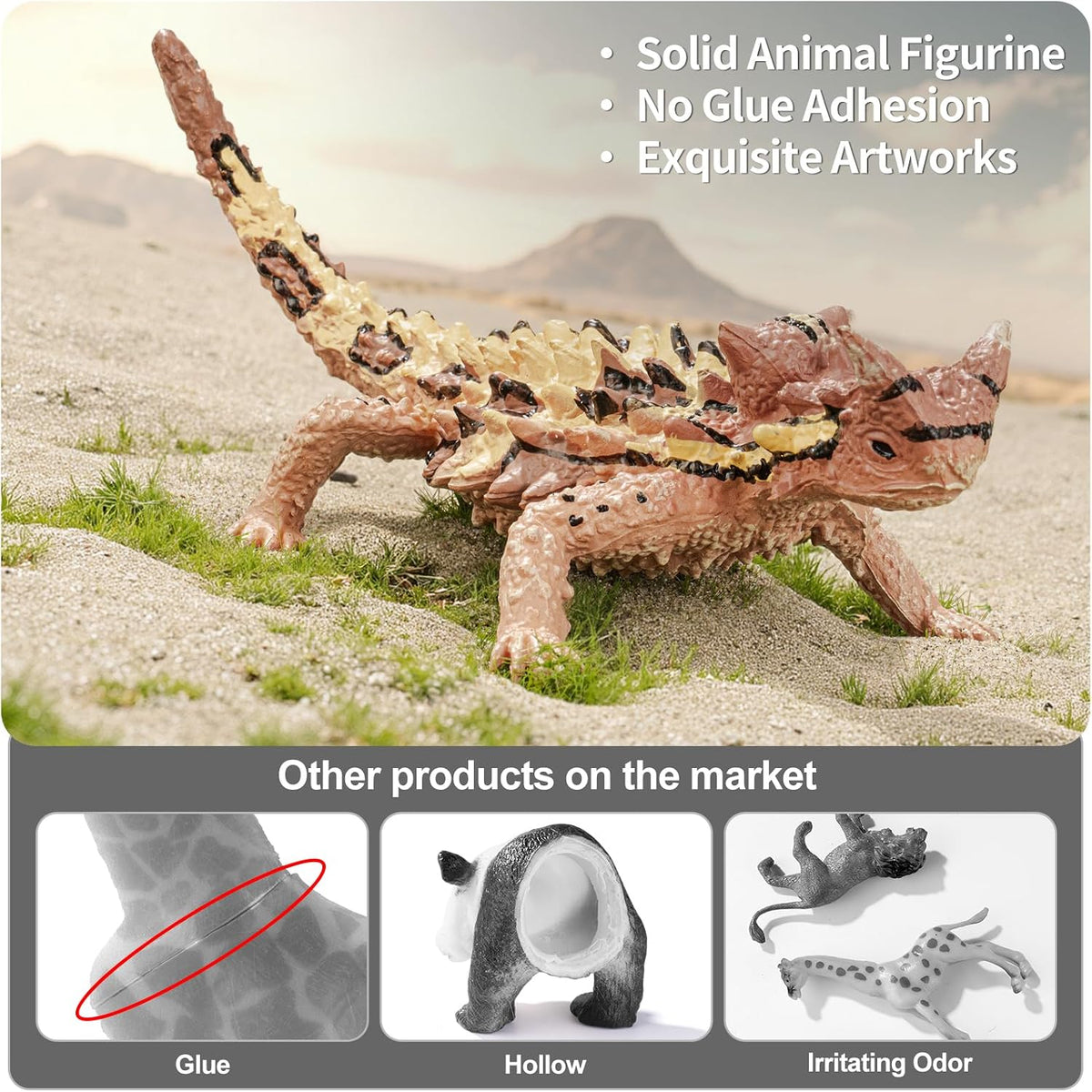 6PCS Large Lizard Figurines Rainforest Animal Toys, Realistic Plastic Reptile Animal Figurines, Includes Bearded Dragon,Fire Salamander,Chameleons,Coast Horned Lizard Toys, STEM Toy for Kids