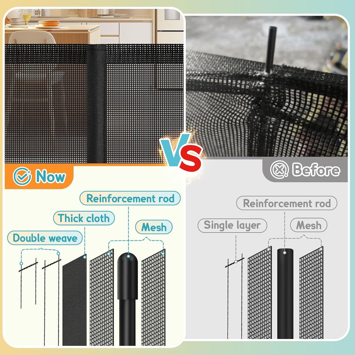 236'' Retractable Baby Gates Extra Wide, 42'' Extra Tall Retractable Dog Gate, 20 FT Black Indoor/Outdoor Retractable Gate with Reinforcement Rods for Garage, Doorways, Stairs, Decks, Driveway, Patio