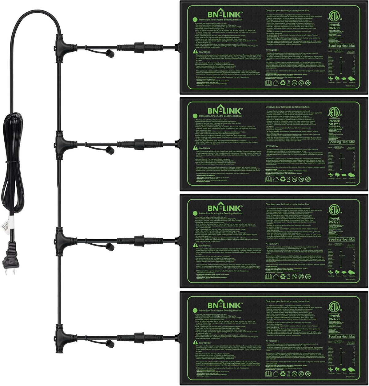 BN-LINK 10" x 20.75" Seedling Heat Mats for Seed Starting Plant Germination