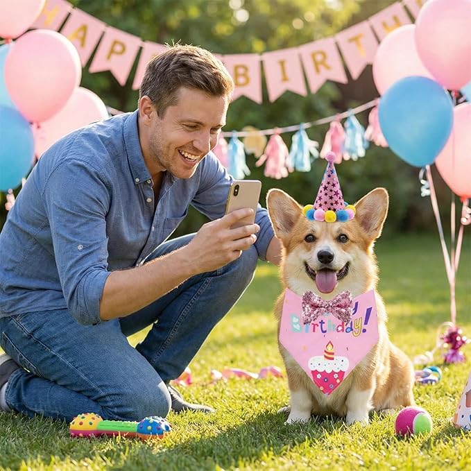 Pet Birthday Party Set with Hat and Bandana - Image 5