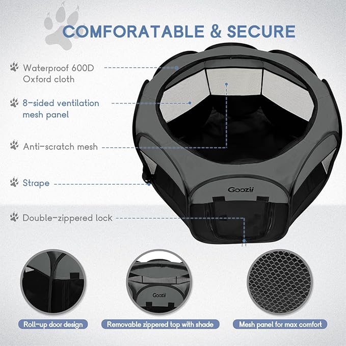 Portable Dog Playpen for Medium Dogs, Collapsible Pet Cat Kitten Puppy Playpen - Image 5