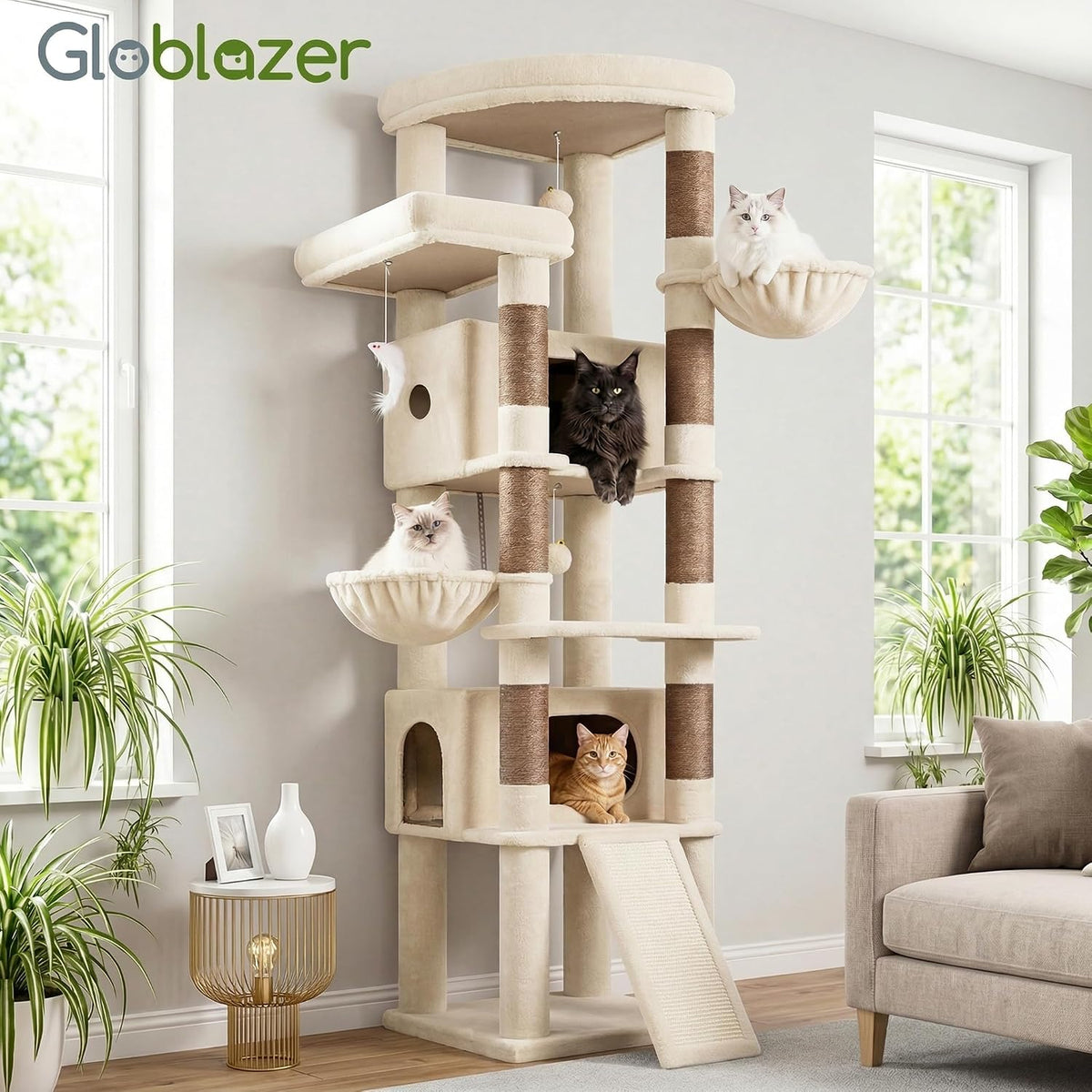 Globlazer 80in Tall Extra Large Heavy Duty Corner Cat Tree Tower, S80C
