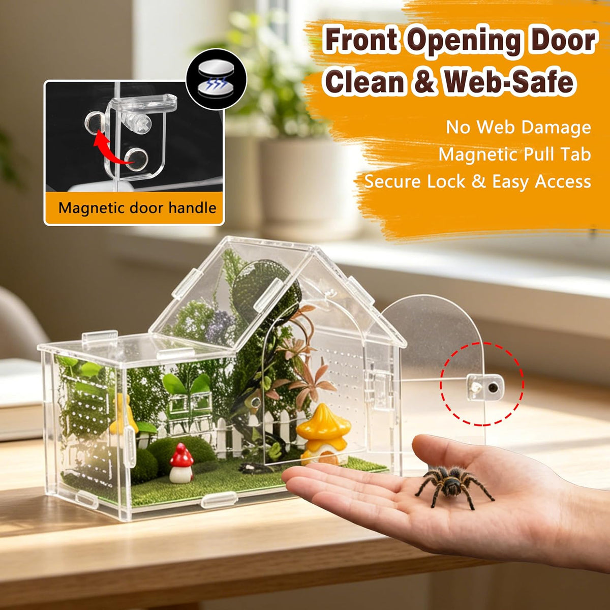 Acrylic Jumping Spider Enclosure Kit 19PCS with Decor