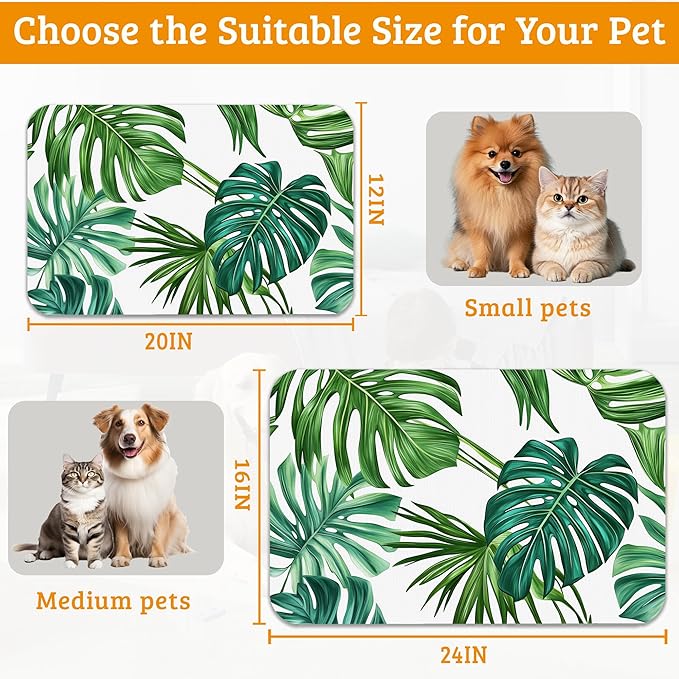 Dog Bowl Mat, Leaves Pet Feeding Mat - Image 6