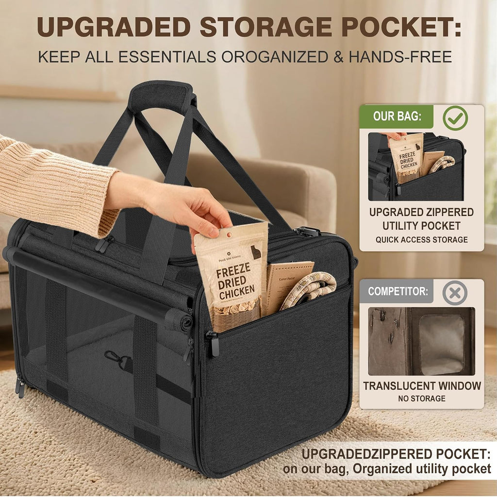Soft Sided Cat Carrier for Anxious Pets with Privacy Roller Blinds