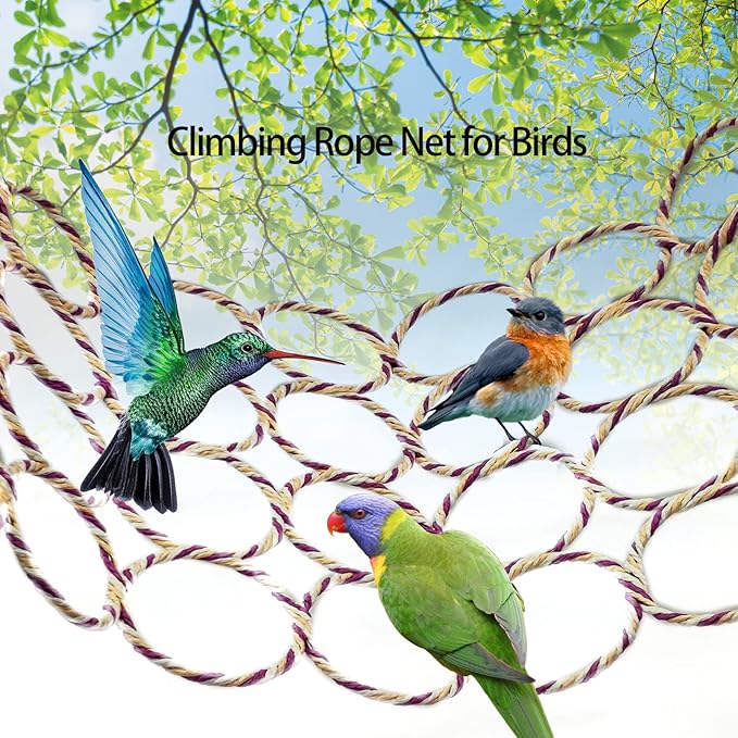 BNOSDM 2 Packs Bird Hemp Rope Net Swing Climbing Rope Net - Image 2