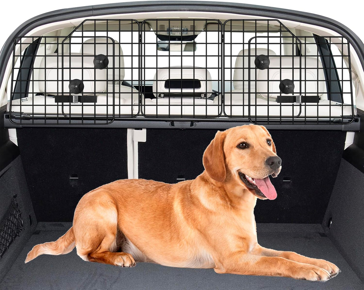 Dog Car Barrier for SUVs, Van, Vehicles, Adjustable Large Pet Barriers, Universal Fit Heavy-Duty Wire Mesh Dog Guard, Pet Divider Gate for Truck Cargo Area, Safety Car Divider, 61.9 Inches