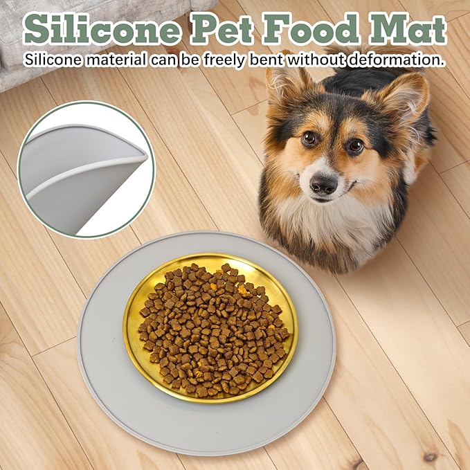 BNOSDM Silicone Cat Feeding Mat 2 Pack Dog Bowl Mats Pet Silicone Food Mat - Image 3