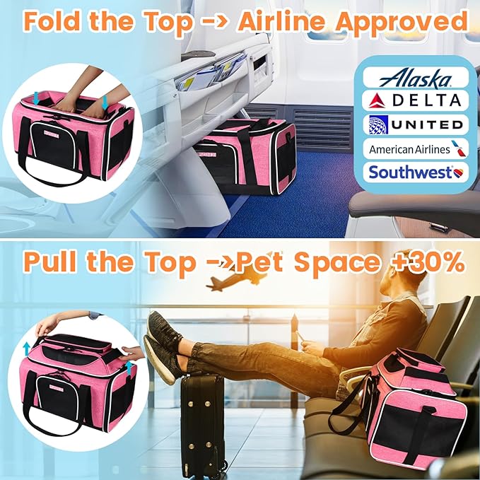 Petskd Top-Expandable Pet Carrier 17x11x9.5 Inches Alaska Airline Approved - Image 2