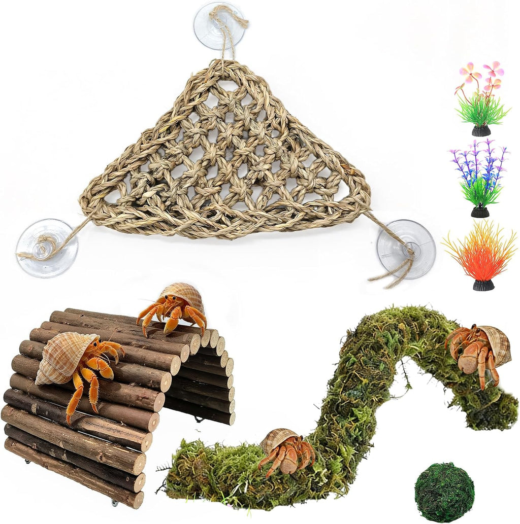 Hermit Crab Accessories,Flexible Moss Pole with Bridges Reptile Hammock