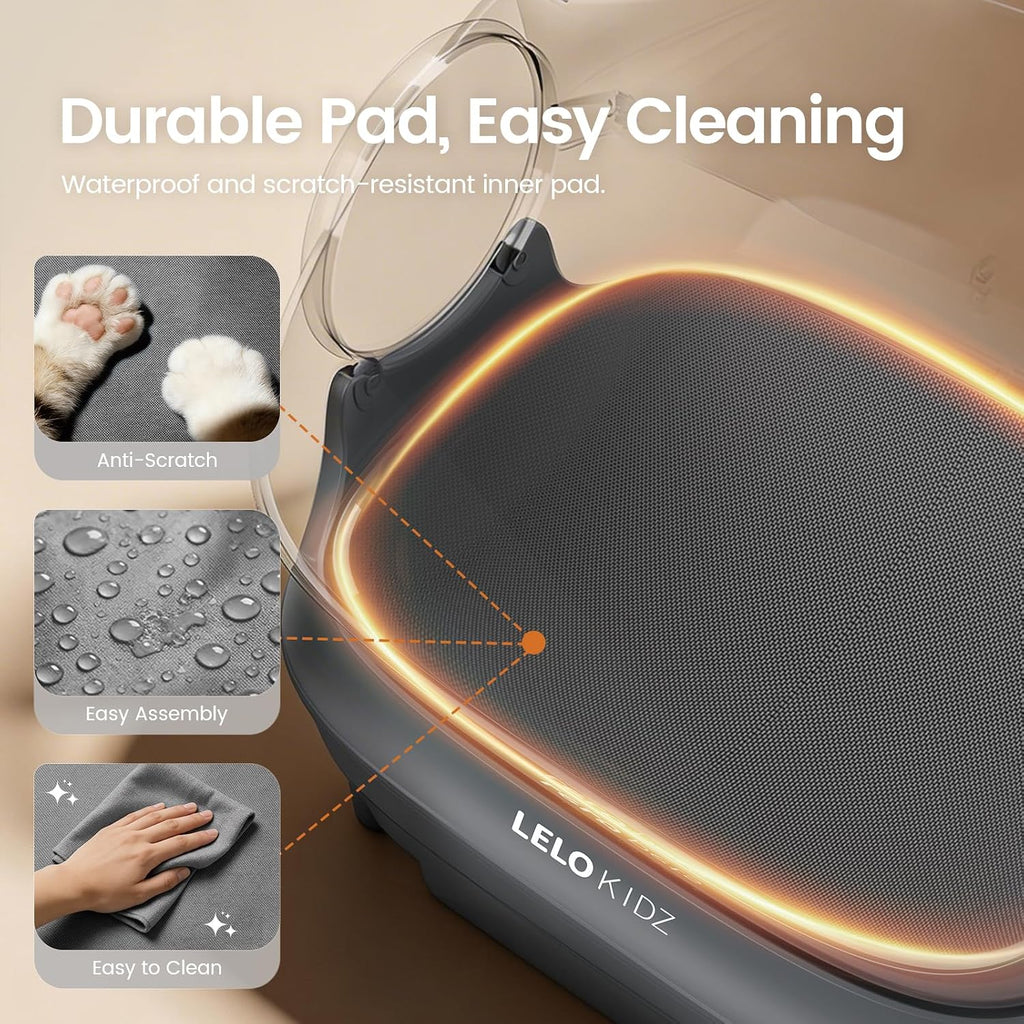 Self Cleaning Litter Box, Open Top 105L Automatic Litter Box for Multiple Cats, App Control, Safety Sensor, Anti-Pinch, Includes Mat & Liner - Gray