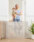 Retractable Baby Gate, Exquisite Rattan Mesh, 33" Tall, Expands to 55" Wide, Dog Gate for Stairs, Doorway, Hallway, Indoor/Outdoor Pet Fence, Walk-Through Design with No Bottom Bar, Beige