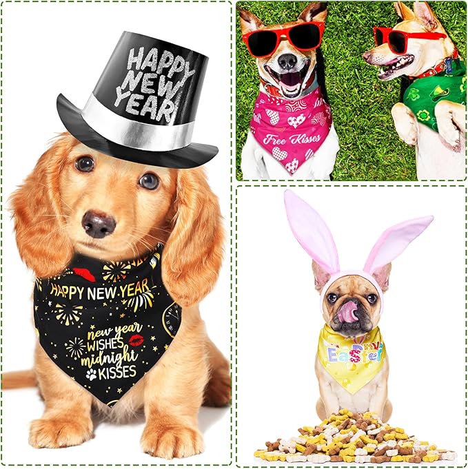 Weewooday 9 Pcs Holiday Dog Bandanas St' Patrick's Day Easter Bandanas Birthday - Image 5