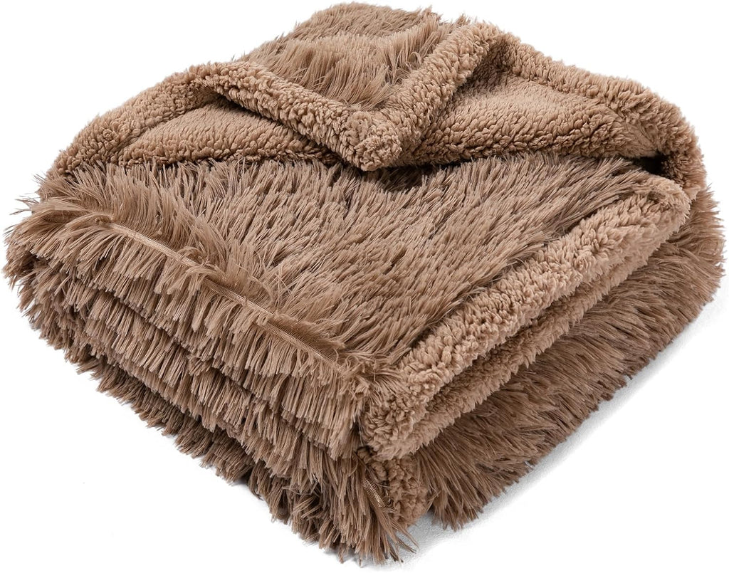 Pet Blankets Waterproof Fluffy Fleece Blanket Cat Dog Blankets Liquid Pee Proof Throw Blanket Reversible Furniture Protector Cover Washable for Couches Beds Sofa 65"x57" Black