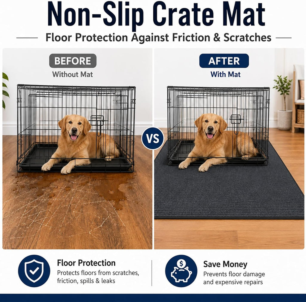 23.6" X 47.2" Mat for Under Dog Crate, Waterproof Dog Crate Mat