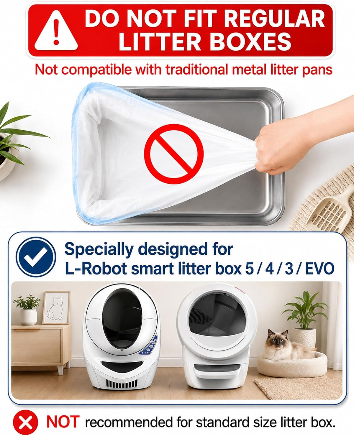 120 Count Automatic Litter Box Liners Compatible with Litter Box Robot