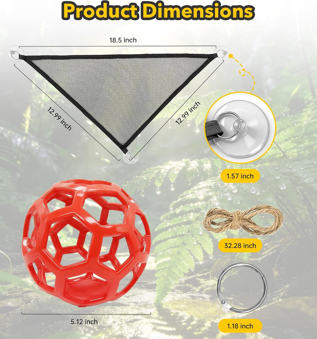 Snake Enrichment Toys,Ball Python Tank Accessories with Snake Climbing Accessories Hammock, Lizards Toy Activity Ball,Reptile Climbing Toys for Crested Gecko Bearded Dragon