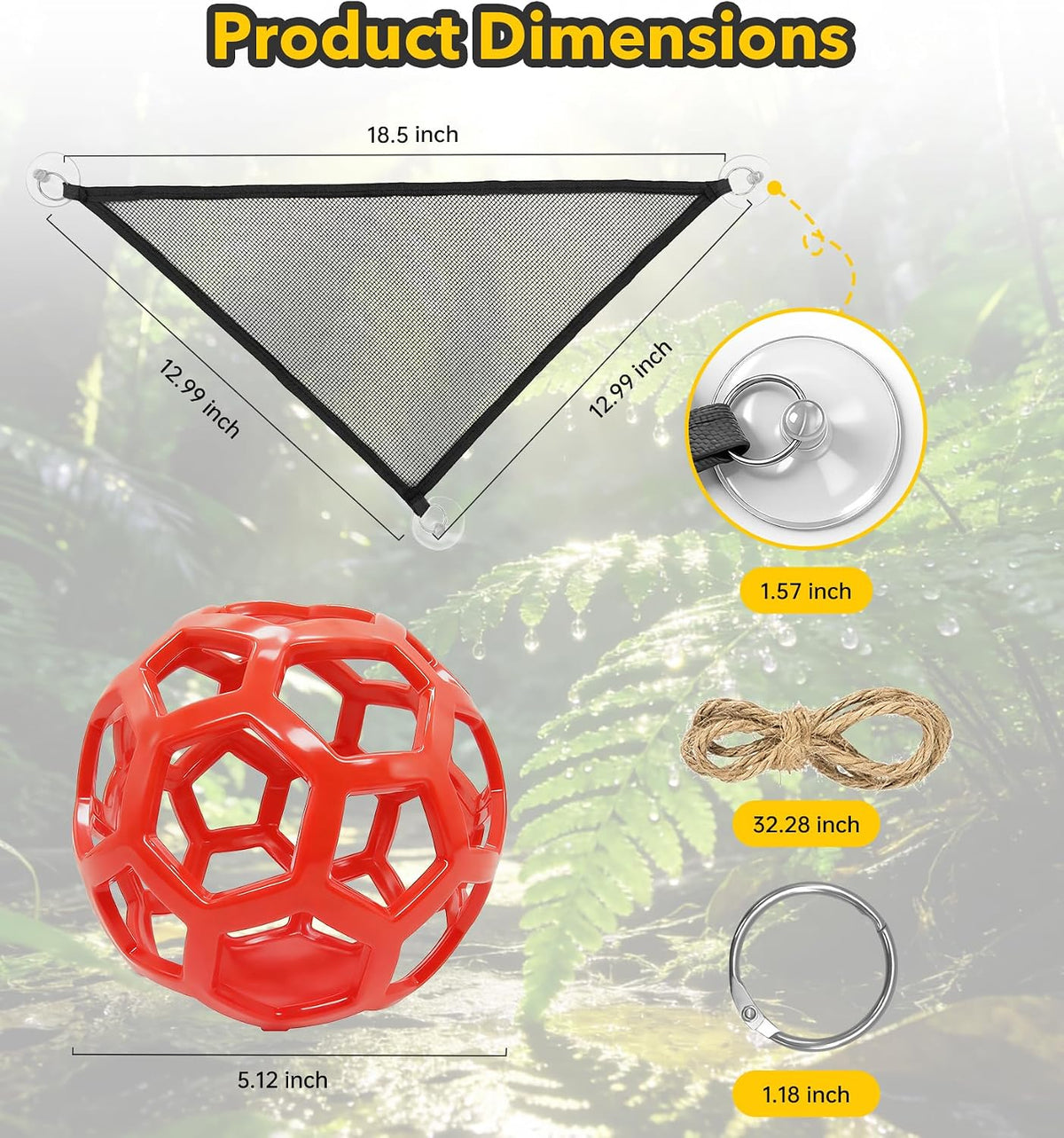 Snake Enrichment Toys,Ball Python Tank Accessories with Snake Climbing Accessories Hammock, Lizards Toy Activity Ball,Reptile Climbing Toys for Crested Gecko Bearded Dragon