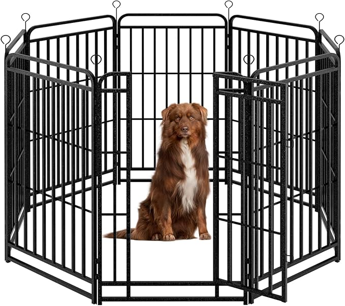 Heavy Duty Dog Playpen: 8 Steel Panels 47" Height, Square Steel Pipe by Committedtobetterpetlife