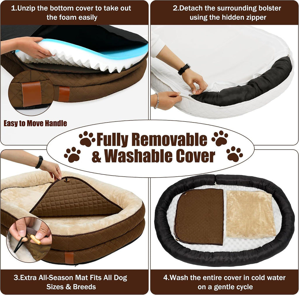 Dog Bed with Reusable Potty Pad - 44" x 32" x 7.0" Brown