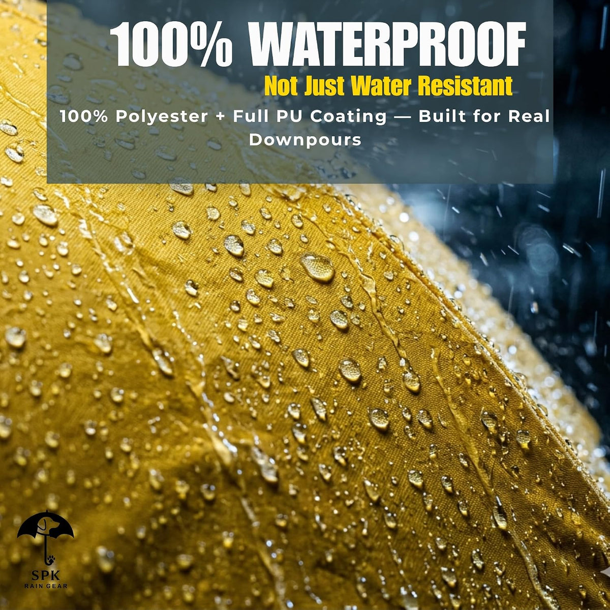 Dog Raincoat for Medium to Large Dogs, Waterproof Rain Jacket with Hood, Reflective, Adjustable, Leash Hole, Yellow