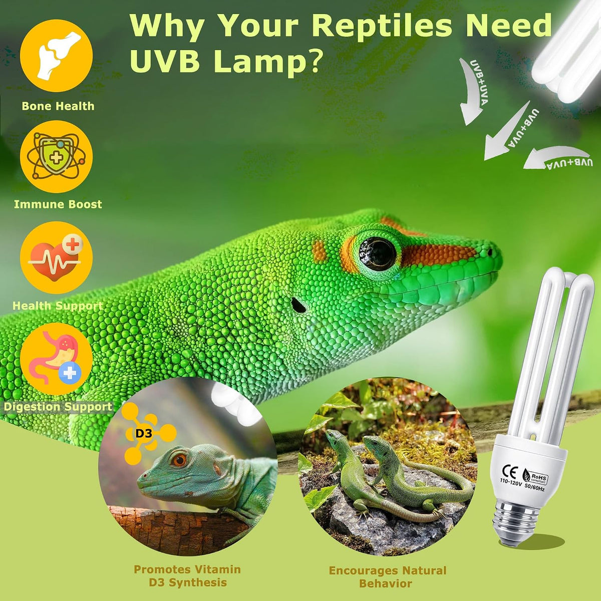 UVB 5.0 26W Tropical Reptile Bulb, Compact Fluorescent UVB Lamp