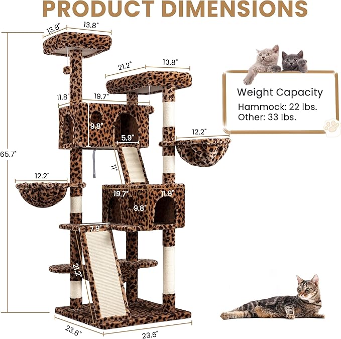 SHA CERLIN 65in Larger Cat Tree Tower Condo - Image 8