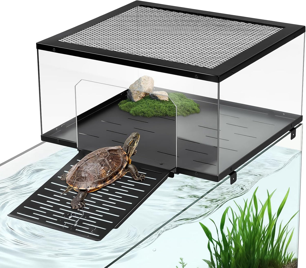 Turtle Basking Platform, Stainless Steel Ramp for 18-20" Aquariums
