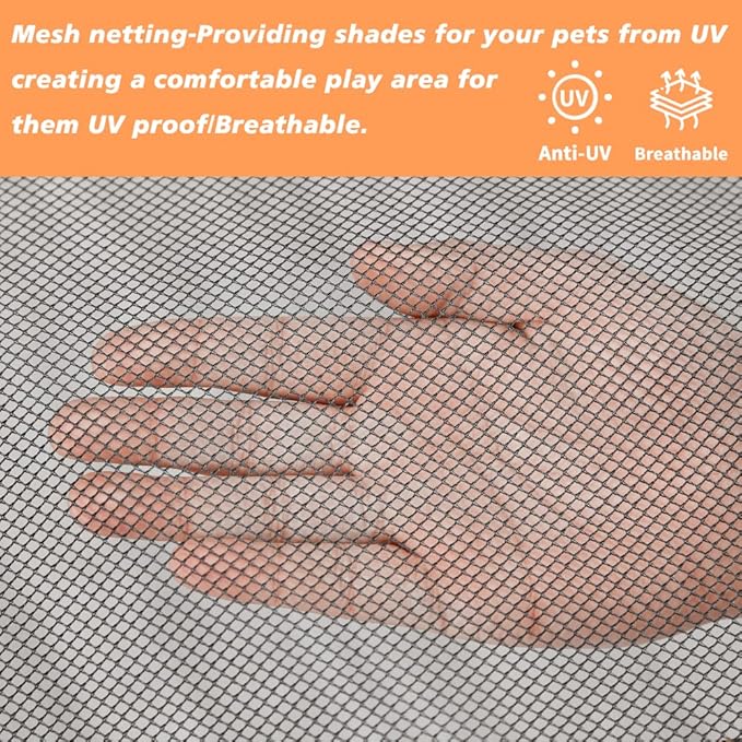 PJYuCien Dog Playpen Mesh Top Cover, Fits 24 Inch 8 Panels Regular Square - Image 4