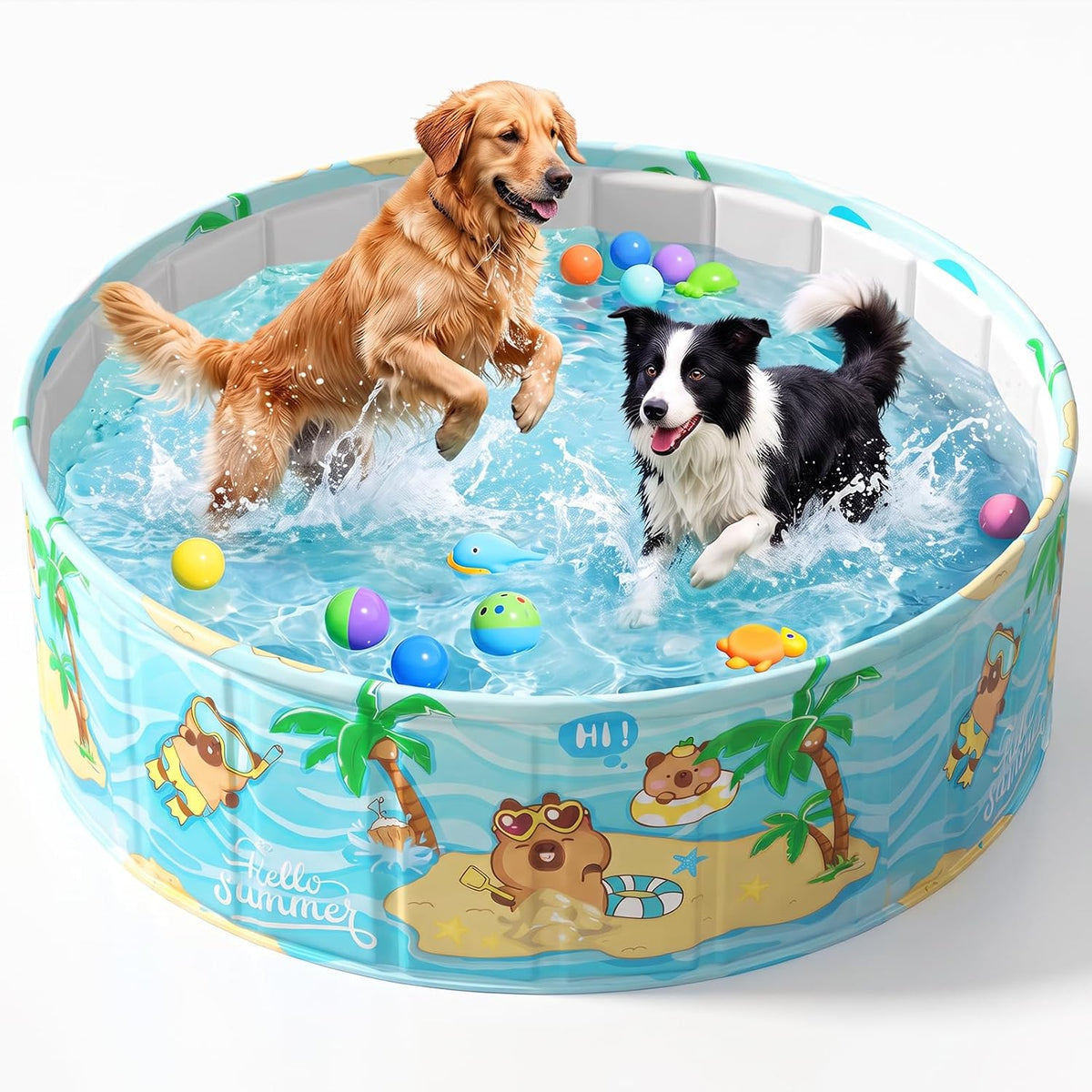 CHEERON Foldable Collapsible Large Dog Pool Puppy Bath Tub Pet Bathtub