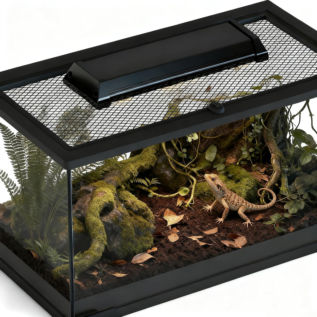 UVB & UVA Light for Reptiles, Dimmable LED Full Spectrum Sunlight Lamp with 3 Lighting Modes, 4/8/12H Timer for Tortoise, Gecko, Bearded Dragon, 4W Reptile Lamp, 5IN