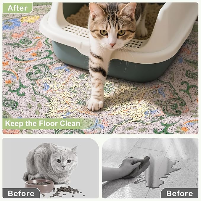 Bienbee Cat Litter Mat, Urine and Water Proof, Bean-Green L - Image 2