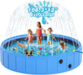 EPN Large Foldable Dog Pool – Heavy Duty Portable 2-in-1 Pet Pool Bathtub & Dog Sprinkler Pool, 0.55MM PVC Non-Slip Bottom, Outdoor Summer Water Toy for Dogs, Cats, Kids (106'')