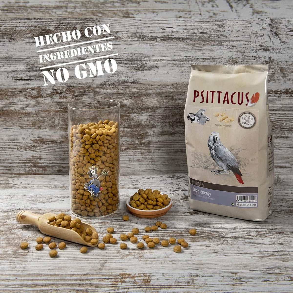 Psittacus High Energy 1.76 lb | Complete Pellet Diet for African Greys, Macaws and Other African Parrots | Premium Food for Birds, 100% Non-GMO