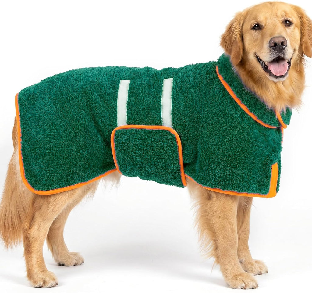 Bienbee Dog Bathrobe, Super Absorbent for Small to Large Dogs, Green XL