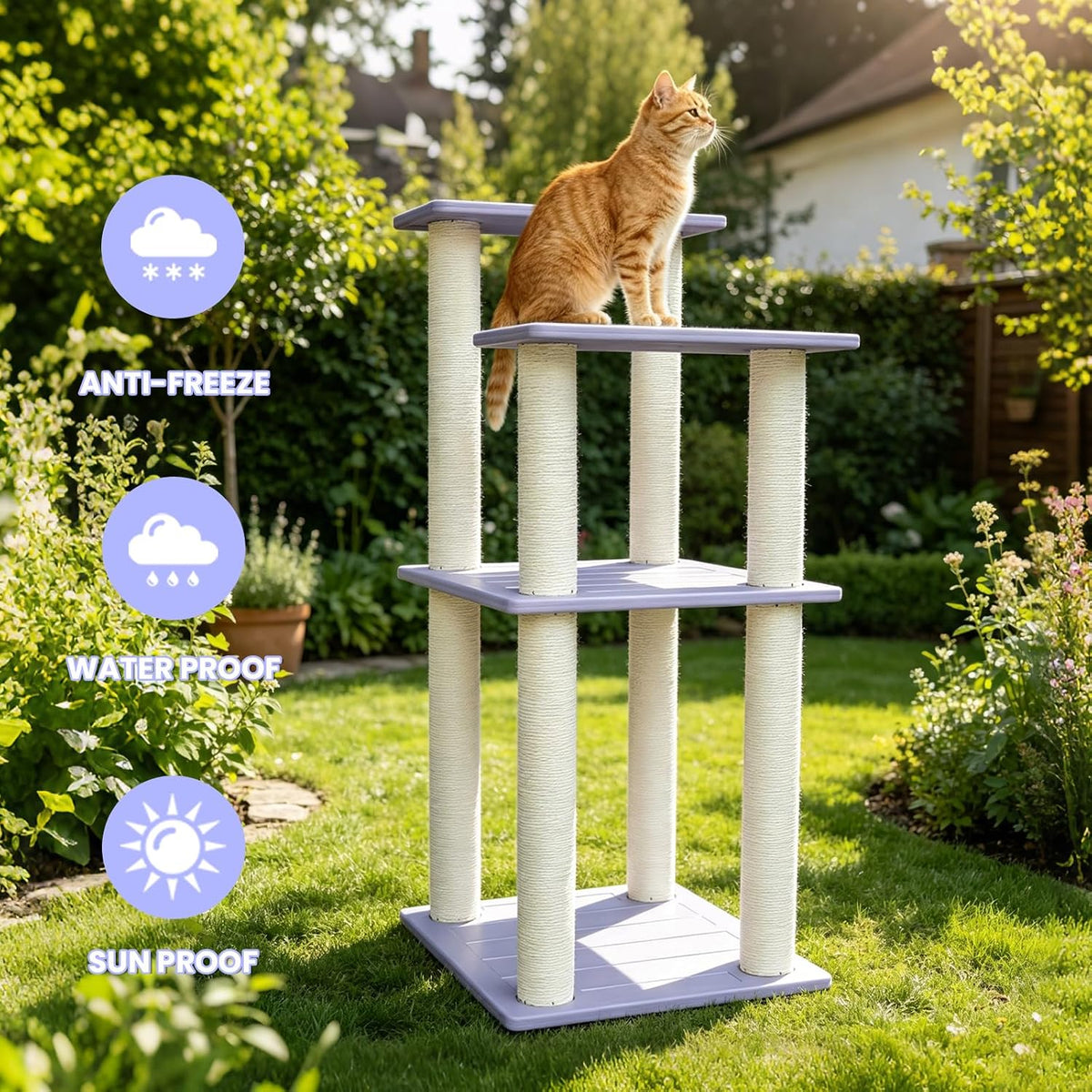 Multi-Level Weatherproof Cat Tree with Scratching Posts for Indoor&Outdoor