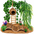 Crested Gecko Tank Accessories, Reptile Hide, Climbing Vines, Hanging Plants, Coconut Shells & Bridge for Leopard Gecko