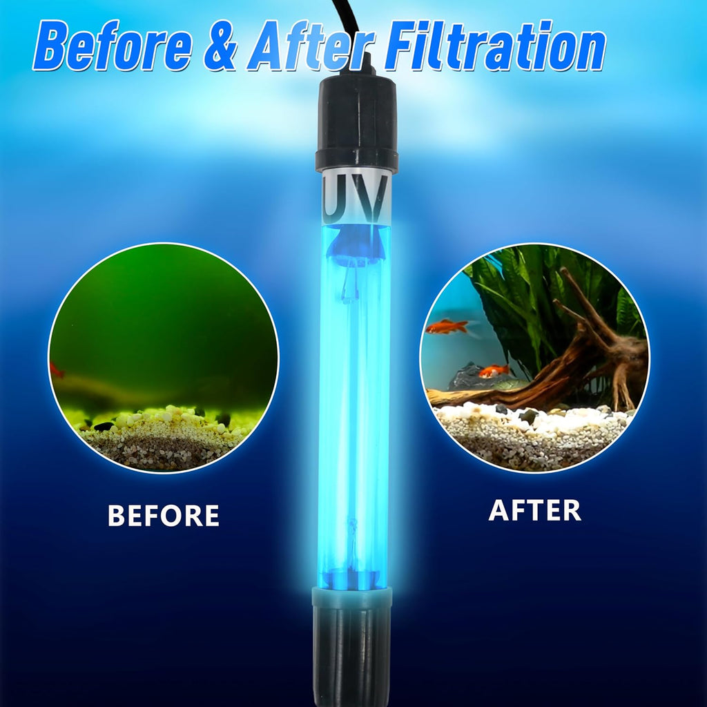 COOSPIDER Aquarium U-V Light Submersible Clean Green Lamp