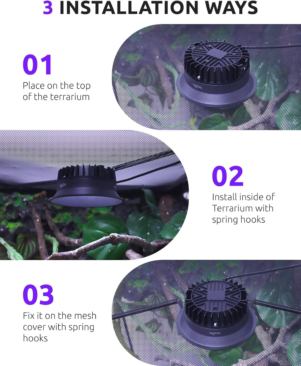 UVB UVA Light for Reptiles, Reptile LED Light Fixture with Timer & Dimming