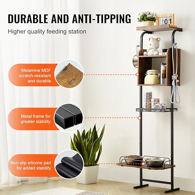 VEVOR Elevated Dog Bowls with 7 Adjustable Height, Dog Feeding Station with - Image 4