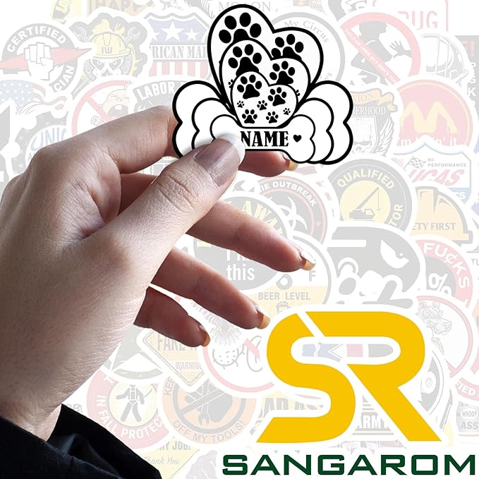 Custom Dog Paw Bone Sticker Personalized Pet Name Decal Cute Heart and Pawprint - Image 7