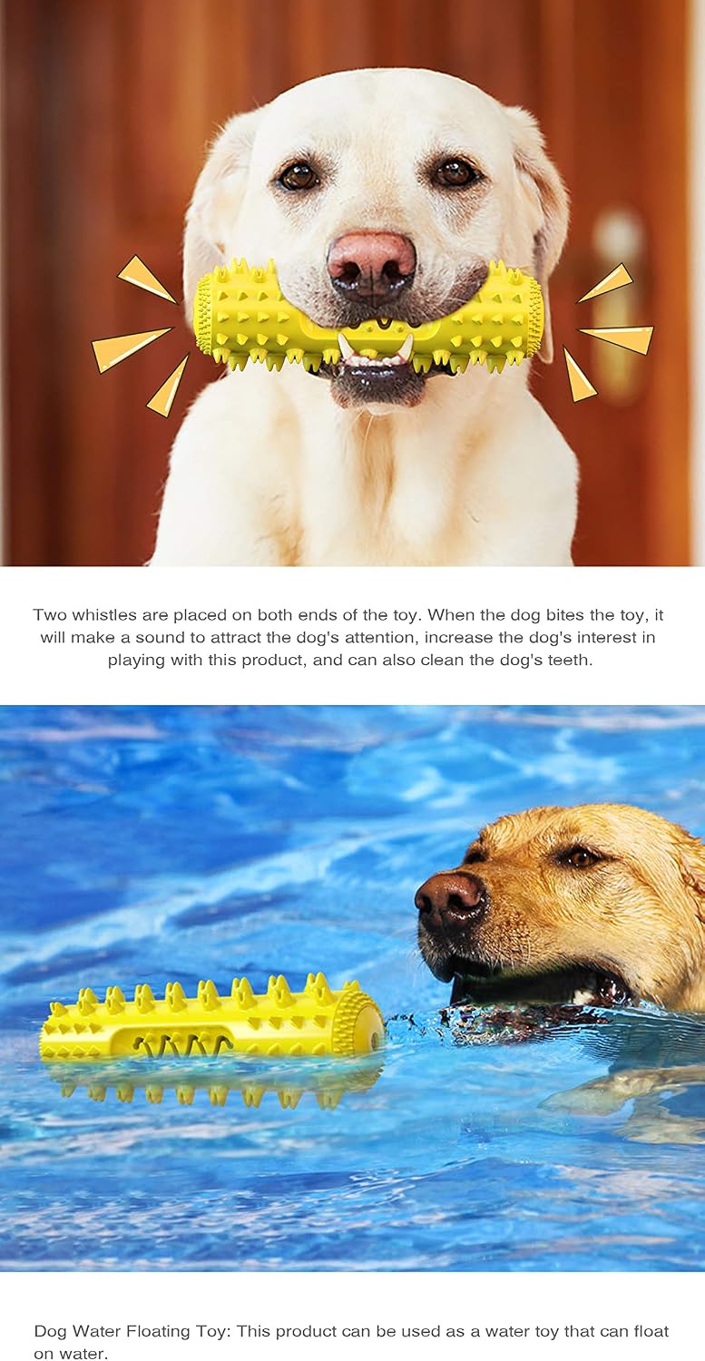 Dog Chew Toys for Aggressive Chewers, Dog Toothbrush Care Cleaning Stick, Puppy Toothing Chew Toy for Small Middle Dog (Yellow)