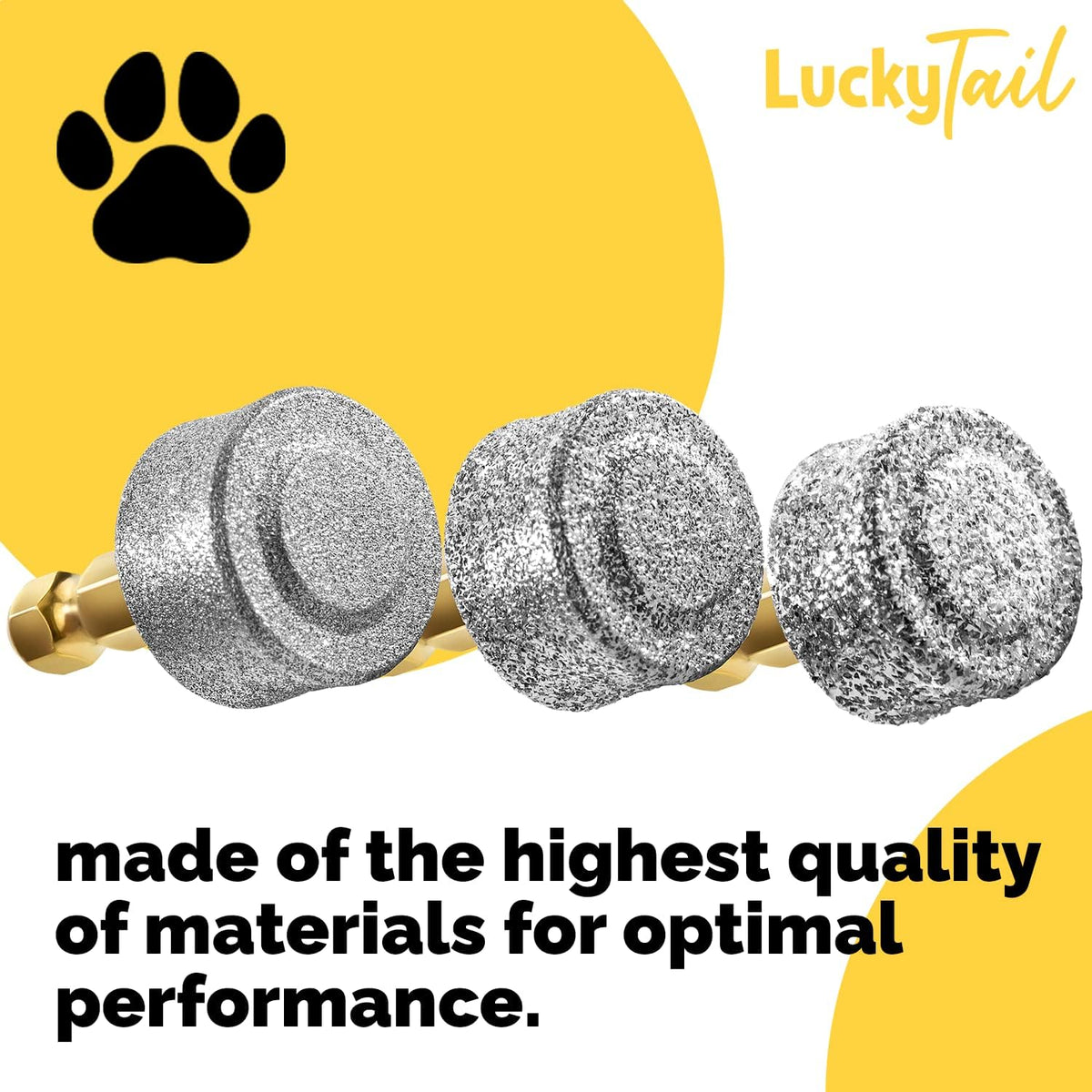 LUCKY TAIL - Dog Nail Grinder - Regular, Hard & Soft Replacement Head - Small & Large Dogs - Premium Quality - Diamond Tip Drill Bit - Professional Dog Nail Trimmers - Grooming Kit - 3 Pack