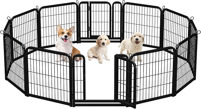 Yaheetech Dog Playpen Outdoor 24 inch 12 Panels Indoor Dog Fence Metal Dog Pen by Yaheetech