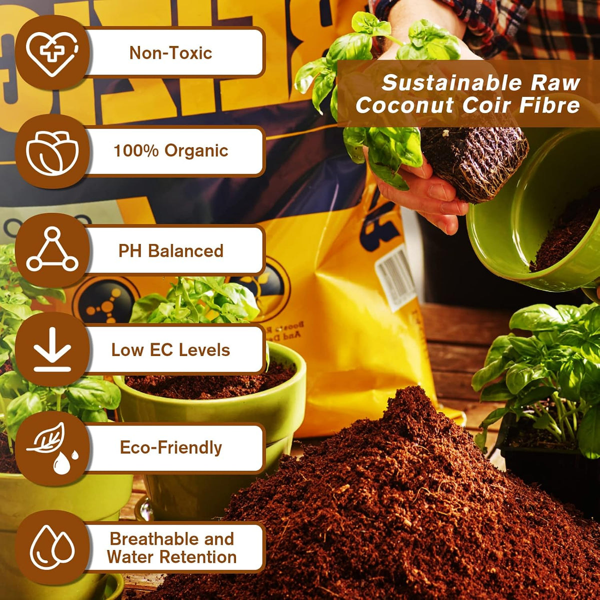 Legigo 10Pack Organic Coco Coir Brick for Plants, Natural Coconut Coir Soil