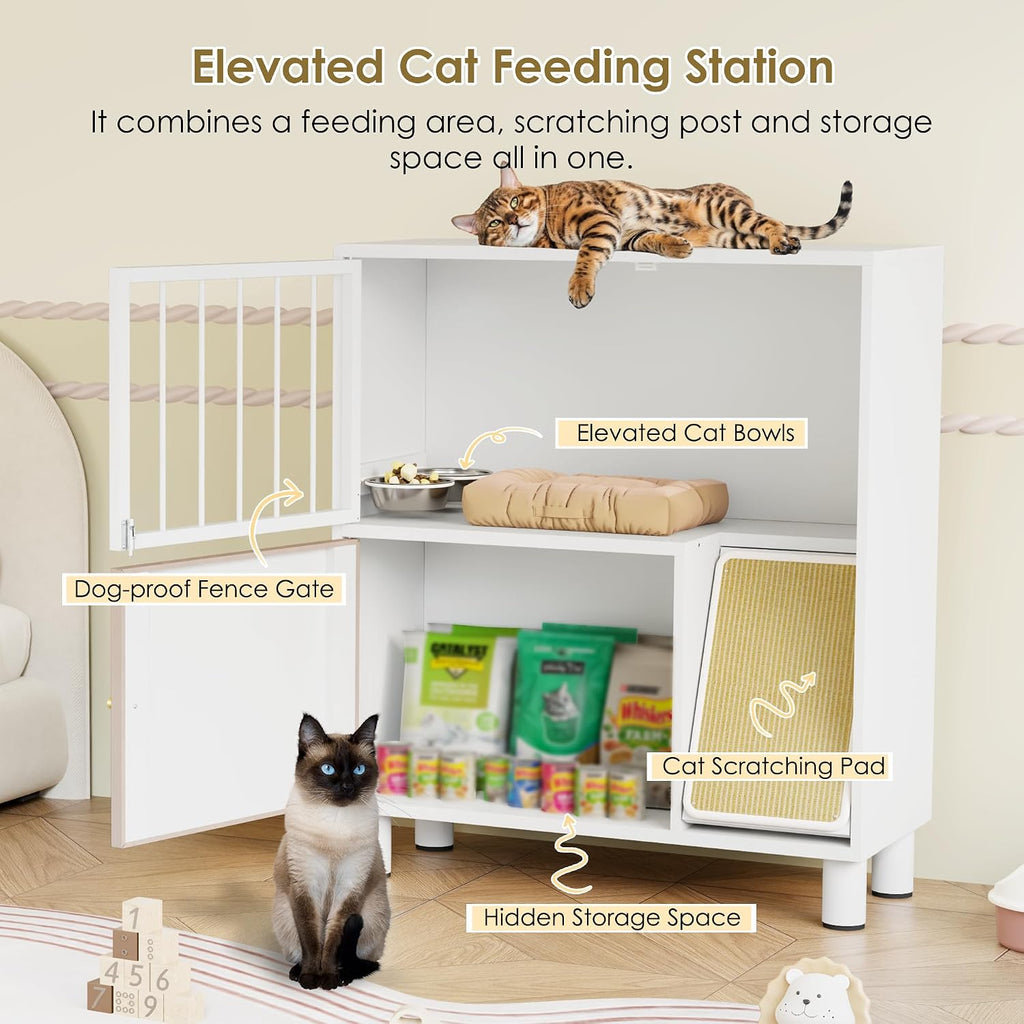 Metal Cat Feeding Station, Dog Proof Cat Feeding Station, Pet Food Storage