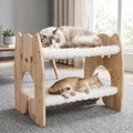 Elevated Cat Bed, Solid Rubberwood Cat Hammock with Breathable Cover